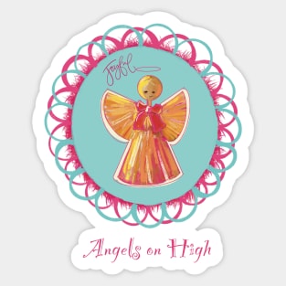 Scandinavian straw angel wreath-Angels on High Sticker